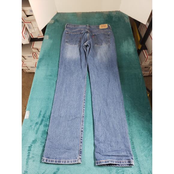 Levis 505 Jeans Size 6 Long Womens Blue Stretch Pants Denim Mid Rise Straight - Picture 10 of 13